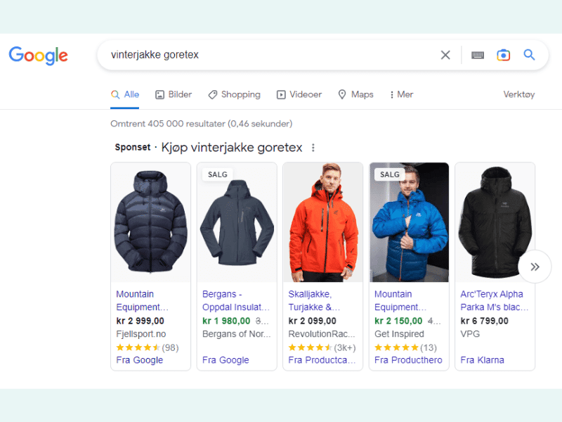 Google-shopping-annonser-eksempel
